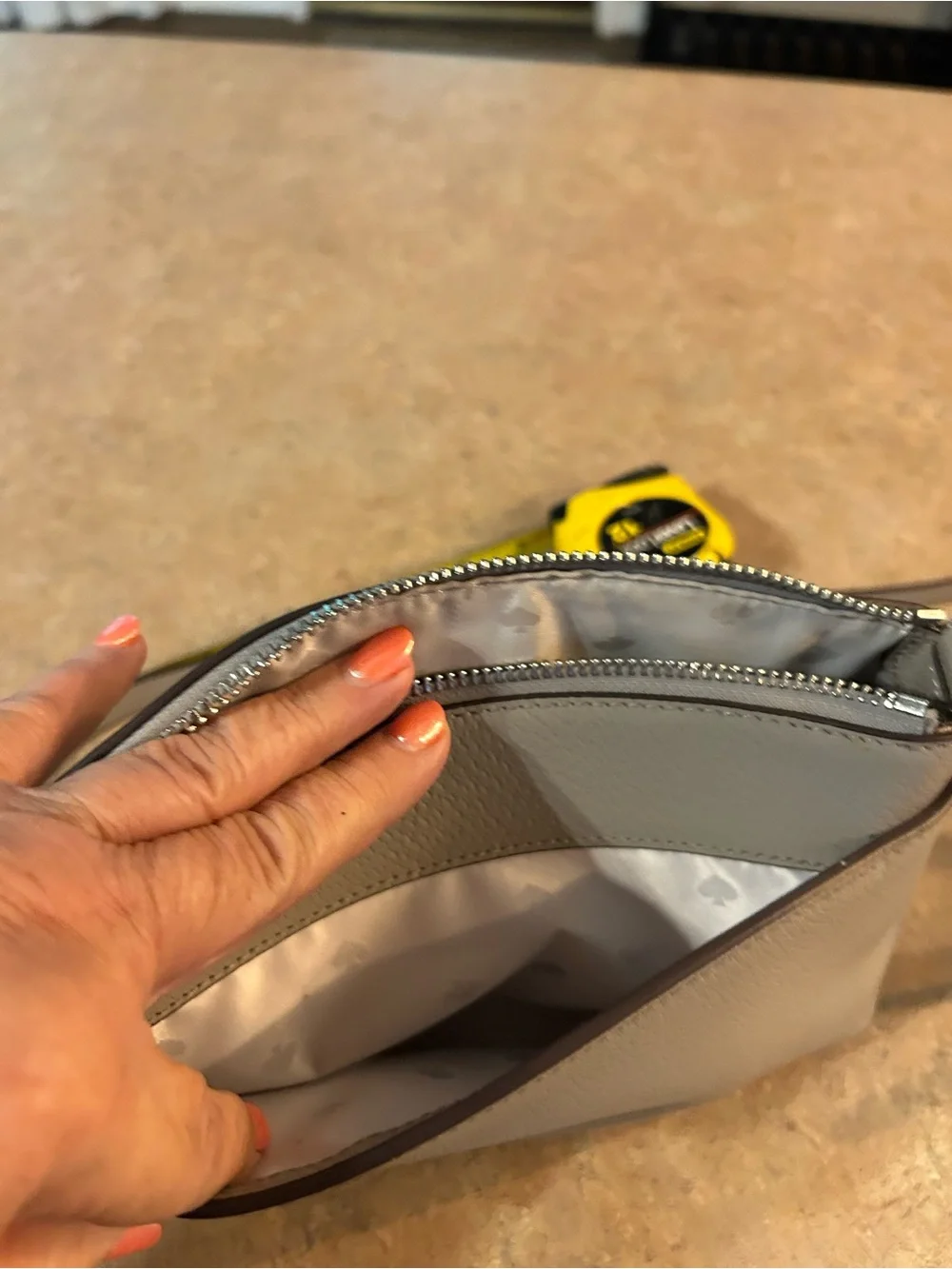 kate spade Light Gray Pebbled Leather Crossbody